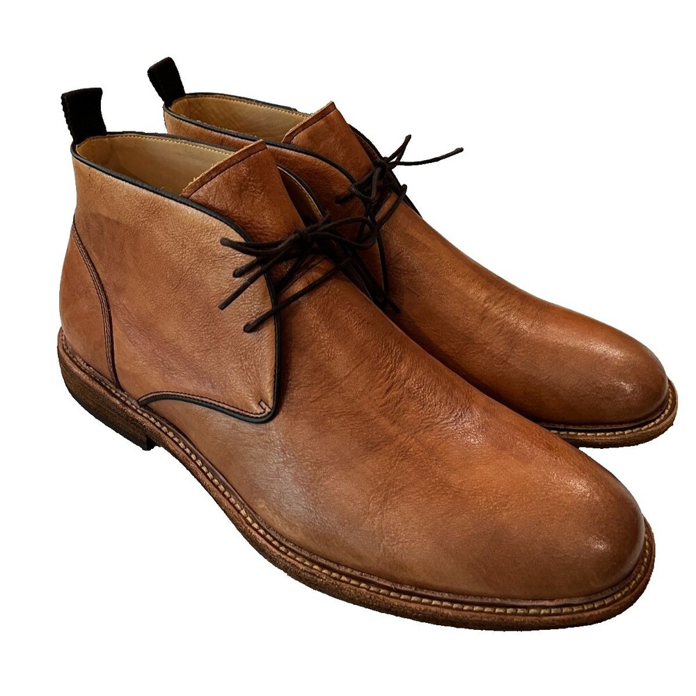 Warfield & Grand Landon Boots Men 12 Brown Leather Plain Toe Lace Up Chukka NEW